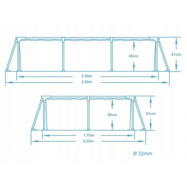 Basen ogrodowy stelażowy 259x170x61cm z pompą Bestway 56403