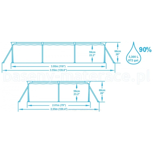 Basen ogrodowy stelażowy 300x201x66 pompa piaskowa Bestway 56404