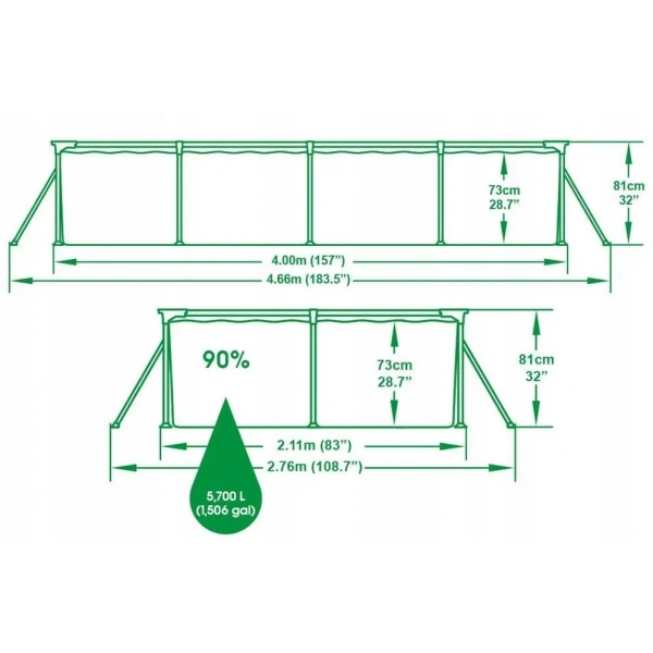 Basen ogrodowy stelażowy 400x211x81 Bestway 56405