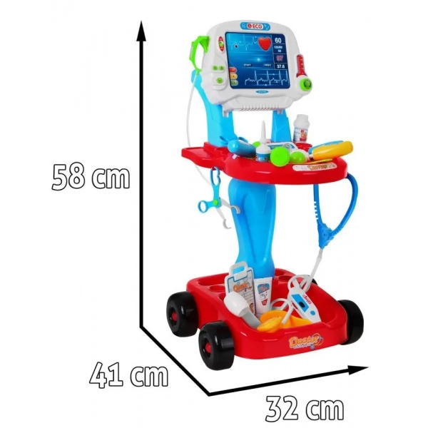 Zestaw Mały Lekarz Wózek Akcesoria EKG Doktor