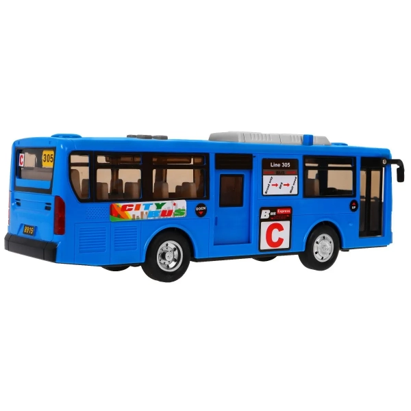 Autobus miejski otwierane drzwi dźwięki niebieski
