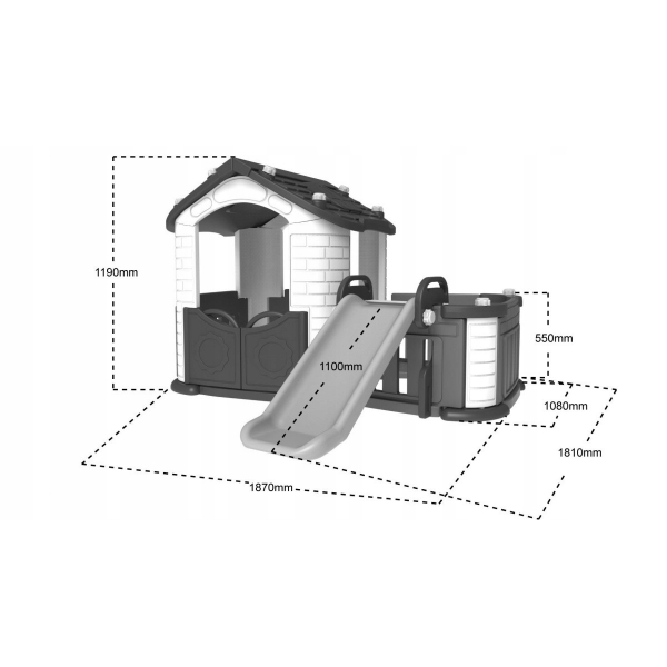 3w1 Domek Zjeżdżalnia ogródek 187x119x181 cm