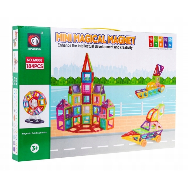 Klocki magnetyczne 3D konstrukcyjne edukacyjne 184