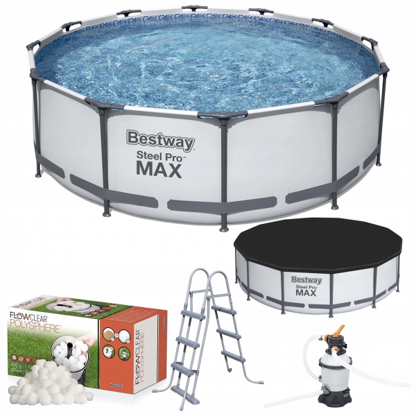 Basen Stelażowy ogrodowy 8w1 366x100 POMPA PIASKOWA Bestway